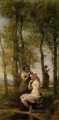 Le Toilette alias Paisaje con figuras plein air Romanticismo Jean Baptiste Camille Corot